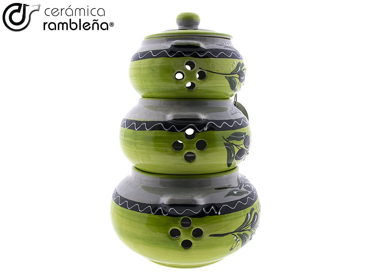 Céramique Bocaux de Cuisine - Pyramide Modèle 01 pour Pommes de Terre, Ail, Oignons - Décoration 100% Faite Main, 22 x 22 x 32 cm