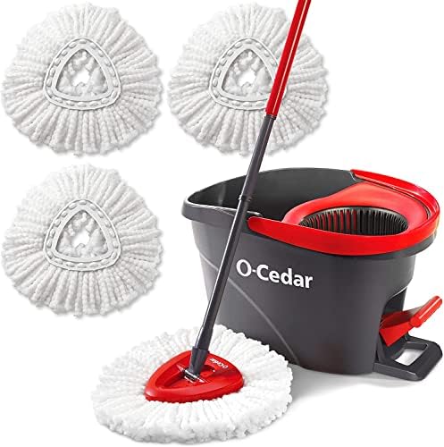 O-Cedar System Easy Wring Spin Mop & Bucket with 3 Extra Refills