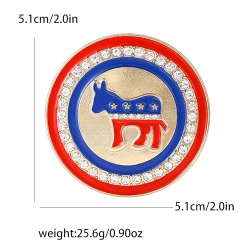 Image of USA Democratic Party Donkey Brooch Patriotic Pin-Show your support for the Democratic Party