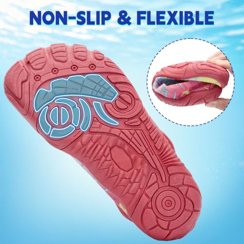 Image of Kids Water Shoes Boys Girls - Wide Toe Box Quick Dry Barefoot Shoes Breathable Non Slip Aqua Athletic Sneakers for Swim Beach Pool Kayak Hiking Sand Walking Travel Essentials (Little Kid /Big Kid)