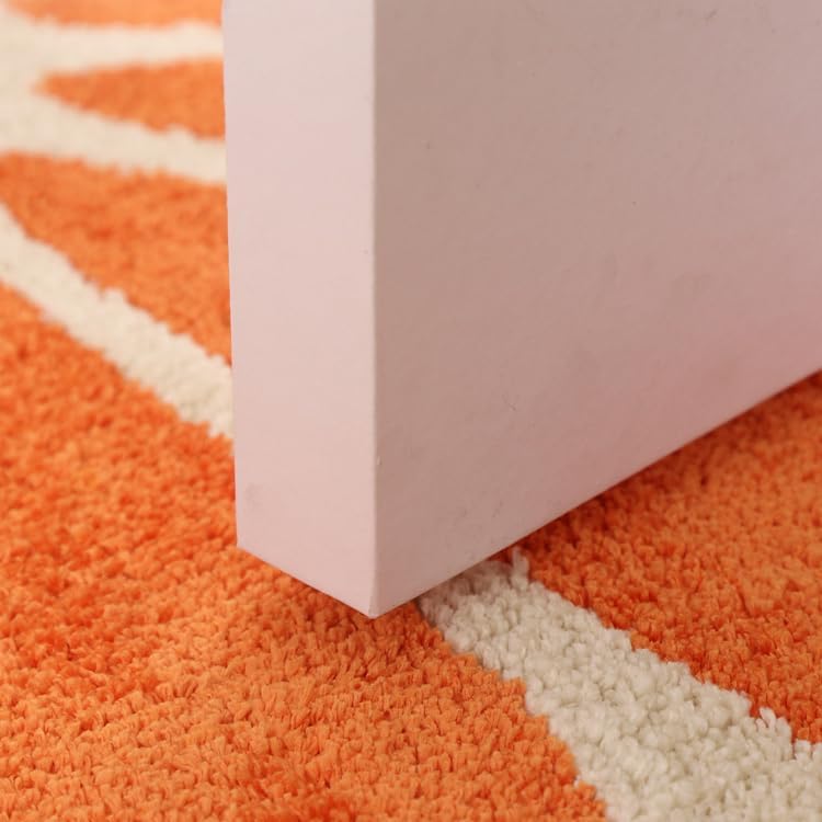 Miniatura 3 de Tapete de baño de microfibra de medio círculo, tapete pequeño y absorbente, antideslizante, suave, para baño y bañera (color naranja, 32 x 20
