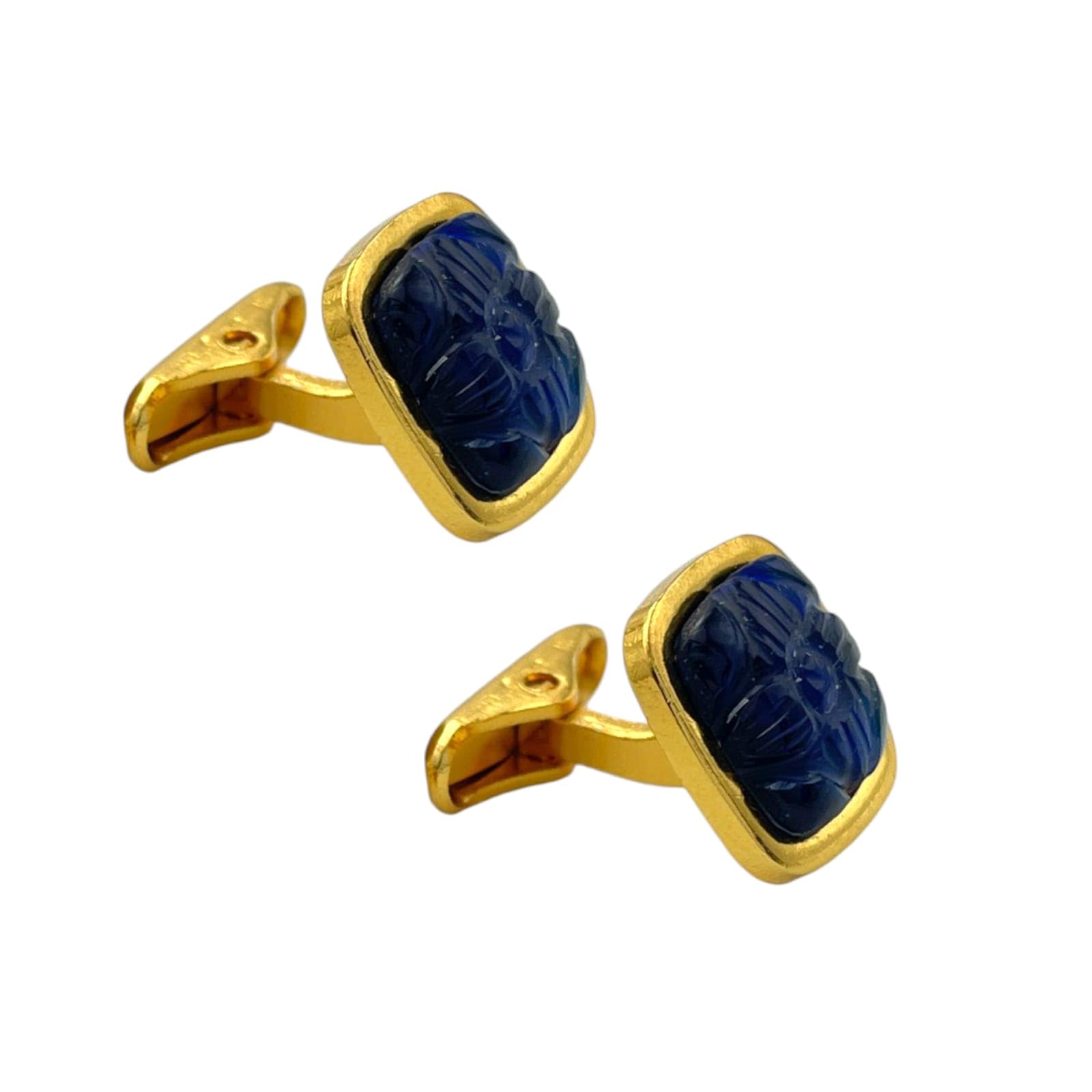lbv 24kt Pure Gold Plated Premium Stone Carved Cufflink for Men-picture-55