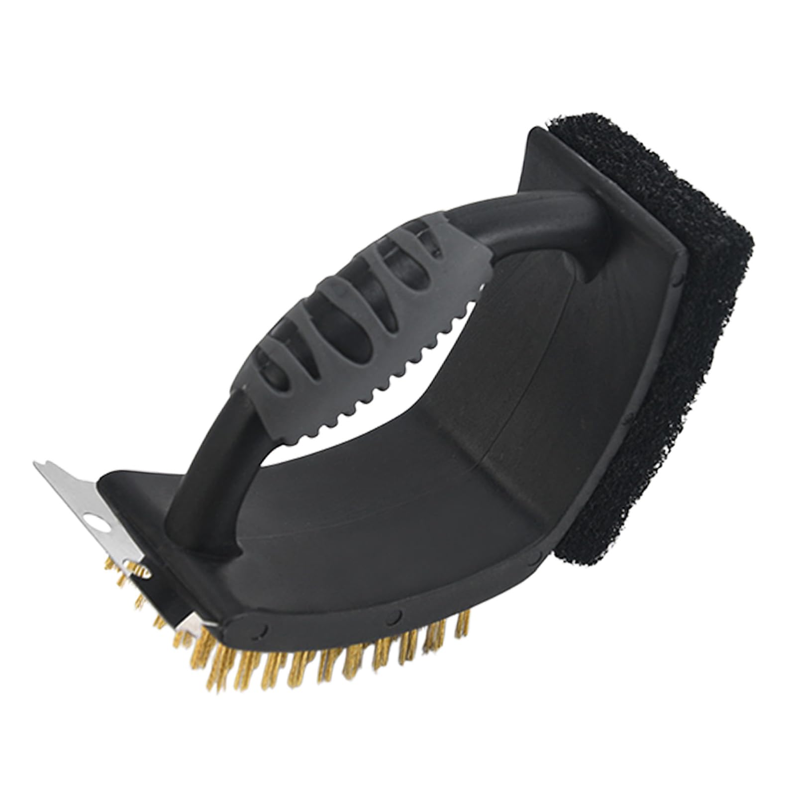 MALSSE Grill Brush with Scraper Right Angled, Wire Bristles for Effective BBQ Grate Camping BBQ Brush