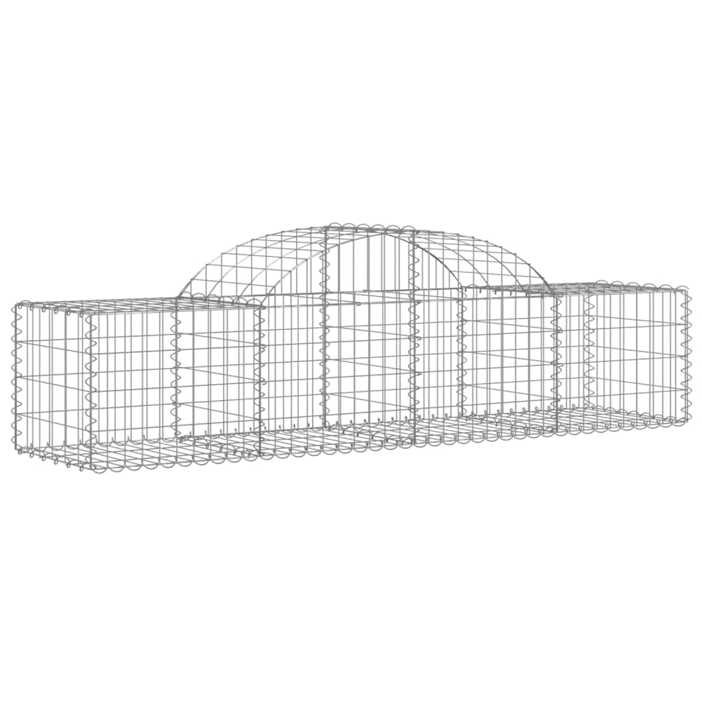 vidaXL Arched Gabion Basket Galvanised Iron - 200x50x40/60 cm Silver Mesh Stone Wall for Garden/Patio Yard, Corrosion Resistant and Durable
