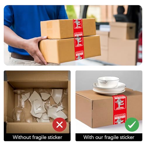 Image of Fragile Tape for Safe Moving and Shipping,Cute Design and Free Dispenser | 1.78 Inch Width x 60 Yards, Durable Packaging Tape for Boxes, Ideal for Mailing and Storage