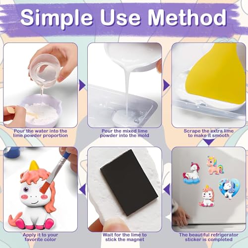 Image of Storio Toys DIY Mould & Paint Craft Kit Unicorn Kids DIY Craft for 3+ Years Plaster Figurine Set with Pigments Palette & Mold Painting Art & Craft Set - Gift Toys for 3 4 5 6 7 8+ Year Multicolour
