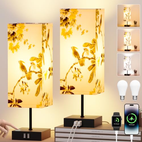 Yeeklab Lot de 2 Lampes de Chevet Tactiles avec 2 Ports de Charge USB