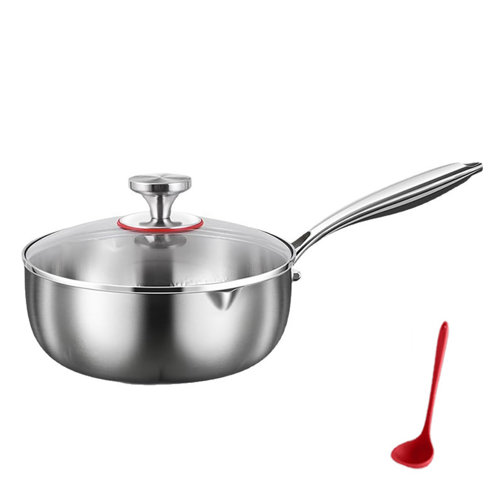 Padella in Titanio Plateful con Coperchio, Casseruola Yukihira in Titanio, Design a Doppio Beccuccio, Antigraffio, Non Rivestito, Adatto a Tutti i Tipi di Fornelli (24cm)
