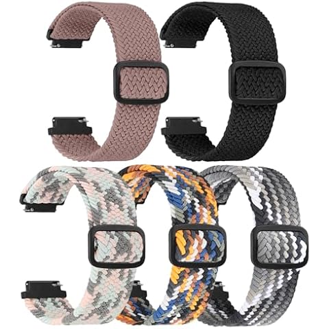 GLMDKAI 5 Pack 16mm Braided Stretchy Adjustable Straps Compatible for Fossil Q Accomplice/Carlie/Harper/Neely,Soft Quick Release Wristband Loop Elastic Strap for Moto 360 2nd Gen Women's 42mm Cover