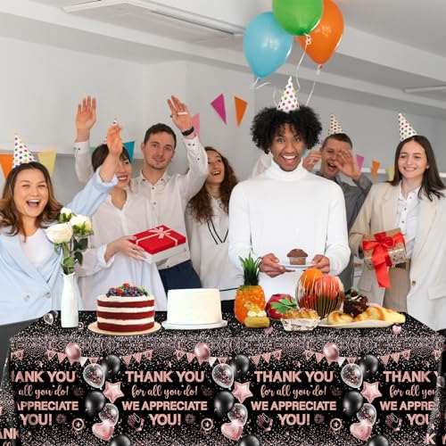 Image of We Appreciate You Tablecloth Decoration,Thank You Party Decoration 3cs Rose Gold Thank You for All You Do Table Covers for Appreciate Party Employee Teacher Doctor Decor