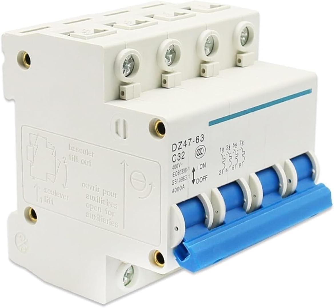 ALKOY Circuit breaker4P DZ47-63 Mini Circuit Breaker Plastic Case Air Switch Dc 12v Battery Reset Mcb Residual Current Breaker Operator 1Pcs (Size : 16A) (Size : 1A)