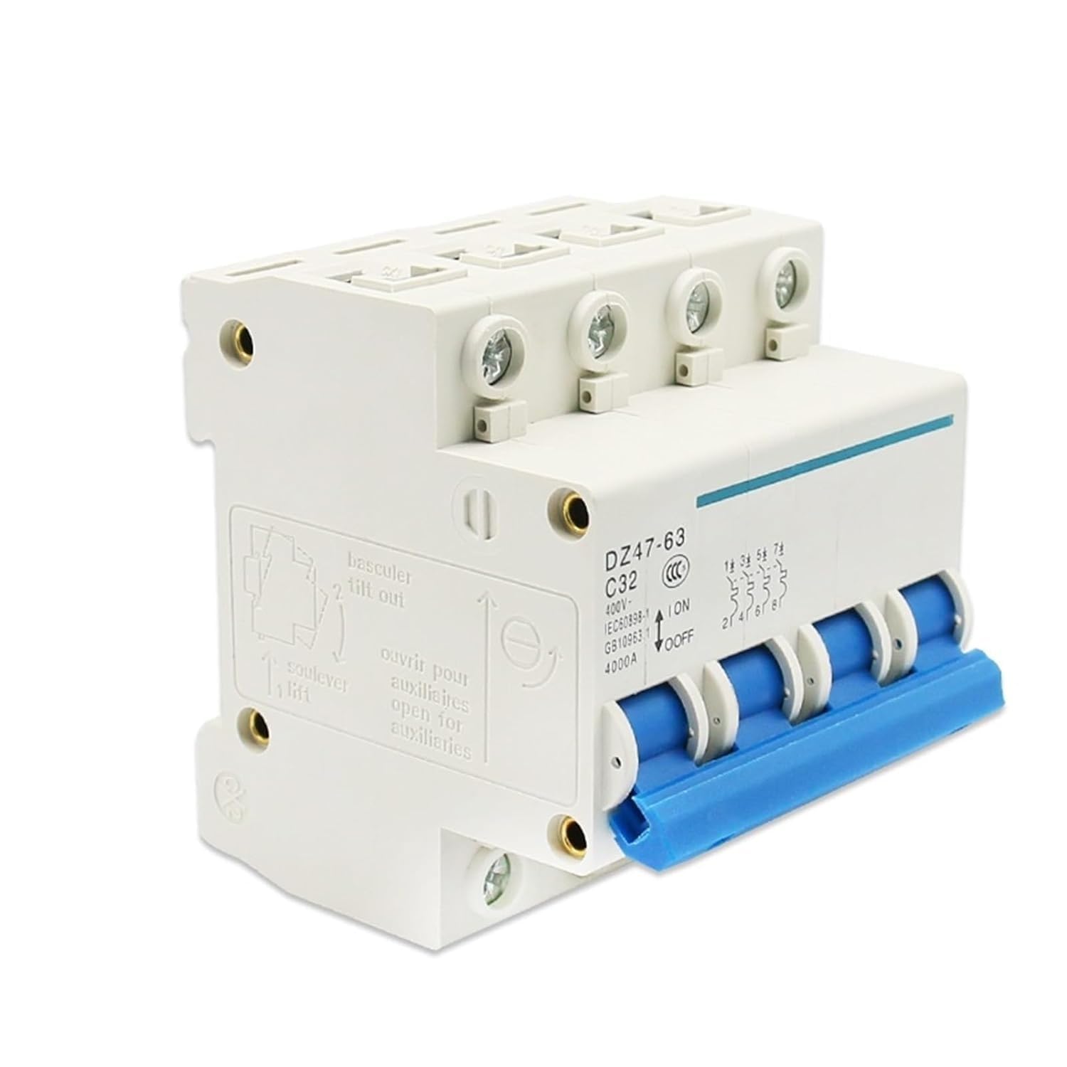 Disjoncteur 4P DZ47-63 16A interrupteur d'air DC 12V boîtier plastique - 6