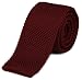 Tigre Amore Men's Skinny Knit Tie Solid Dark Red