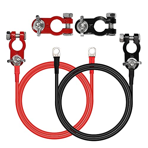 CERRXIAN 1 para przewodów złącza akumulatora 10AWG czerwony i czarny kabel akumulatora samochodowego zacisk złącza ze stopu aluminium do motoryzacji morskiej solarnej przyczepy kempingowej motocykla