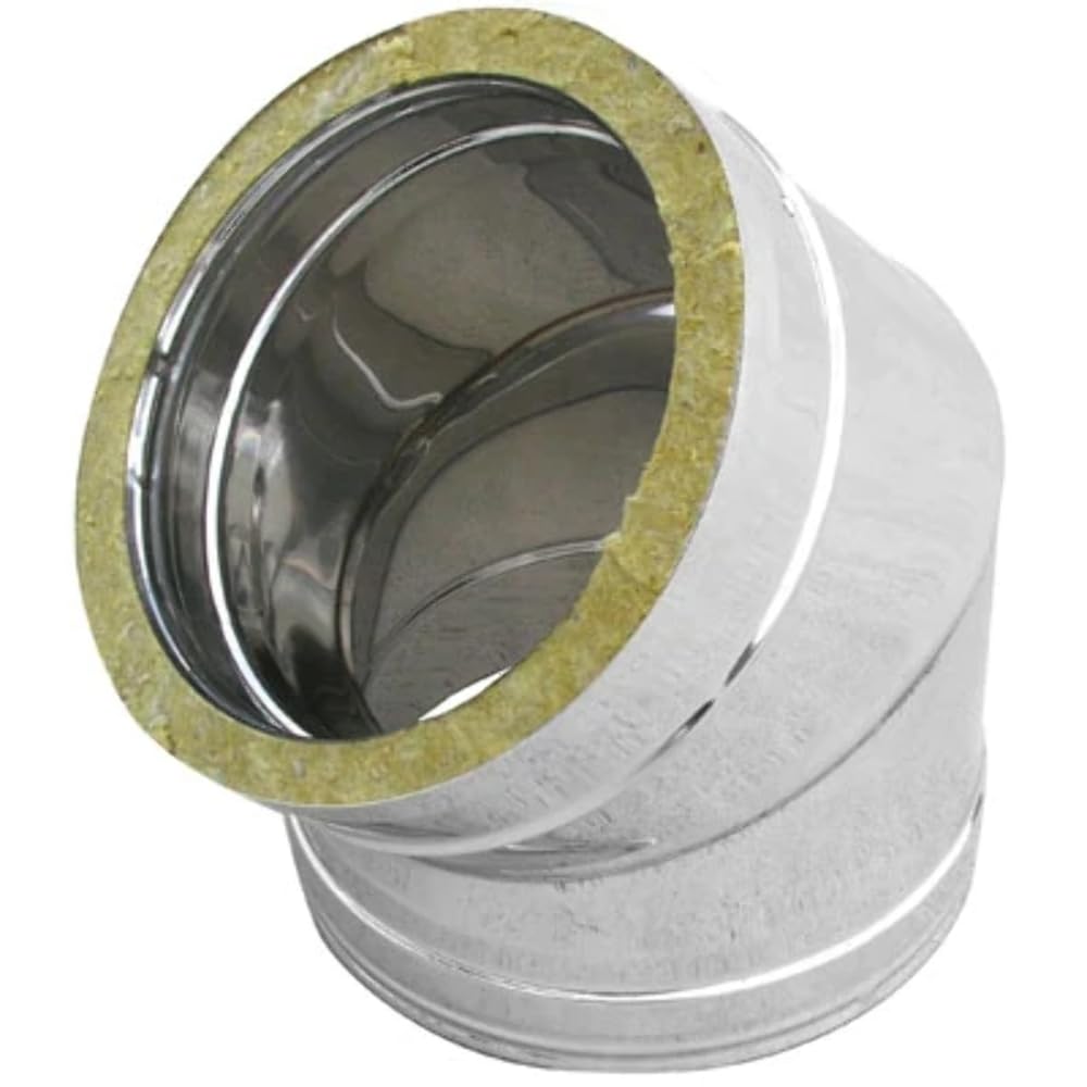 Curva in inox a 45° doppia parete per canne fumarie 150-200mm