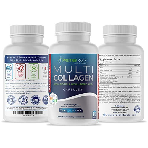 Multi Collagen Powder Capsules- Hair Skin & Nail Formula. 5 Types of Collagen + Vitamin C Collagen Booster. with Biotin, Hyaluronic Acid & Silica. Supports Healthy Hair, Skin, Nails & Joints Multi Collagen Powder Capsules- Hair Skin & Nail Formula. 5 Types of Collagen + Vitamin C Collagen Booster. with Biotin, Hyaluronic Acid & Silica. Supports Healthy Hair, Skin, Nails & Joints