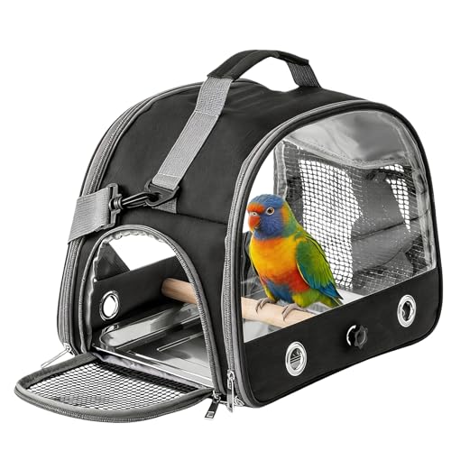 Vogel-Tragetasche-mit-Edelstahl-Tablett-und-Stehstange-Vogel-Transportbox-Atmungsaktiver-Tragbarer-Vogelkafig-fur-WellensittichSitticheKleintiere-Bird-Transport-BoxSchwarz | Dealmeister.io Alt tag für bilder post titel