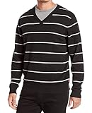 IZOD Men's Road Trip Fine Gauge Striped V-Neck Sweater