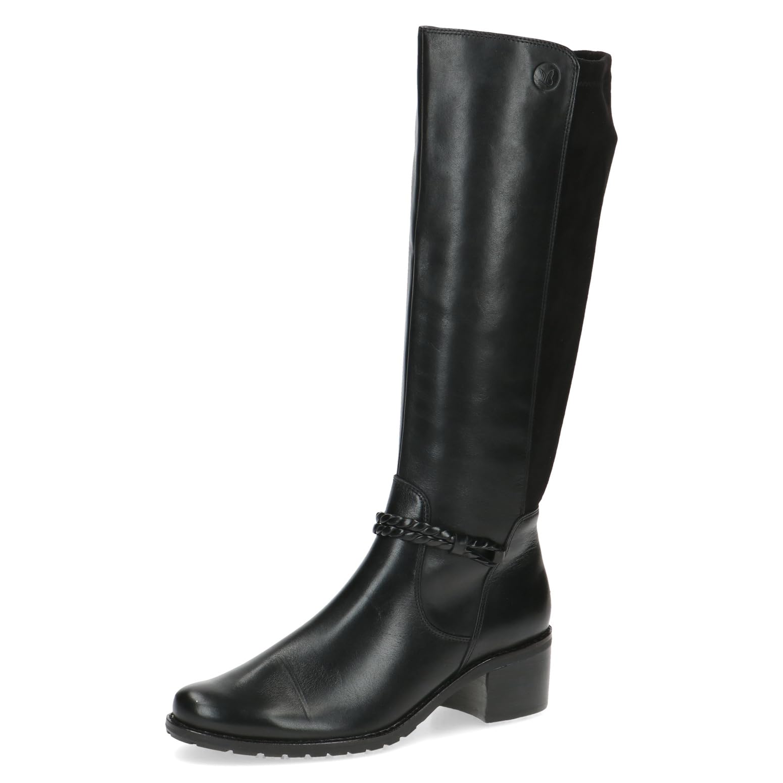 Caprice Women's high boots with heel Airmotion made of leather knee-high Width G, Black (Black Comb), 5.5 UK