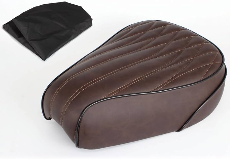 バイクシート ダークブラウン ストライプデザイン バイクシート レザー ブラウンストライプデザイン バイクシート レザー