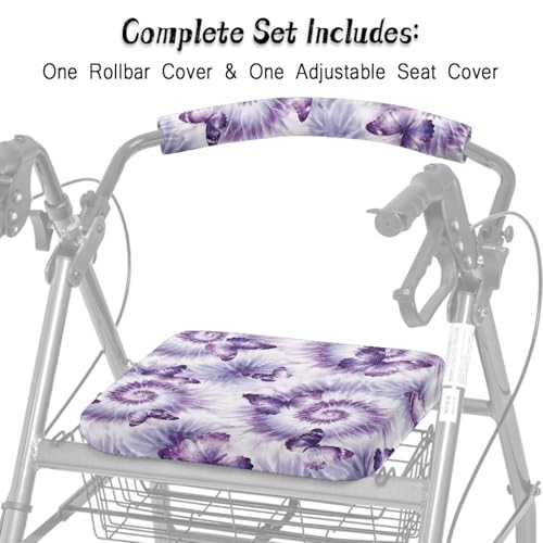 Image of Batik Butterfly Accessories for Rollator Walkers Pattern Soft Rollator Walker Seat and Backrest Covers Easy to Install Walkers Seat Covers for Seniors Women Men