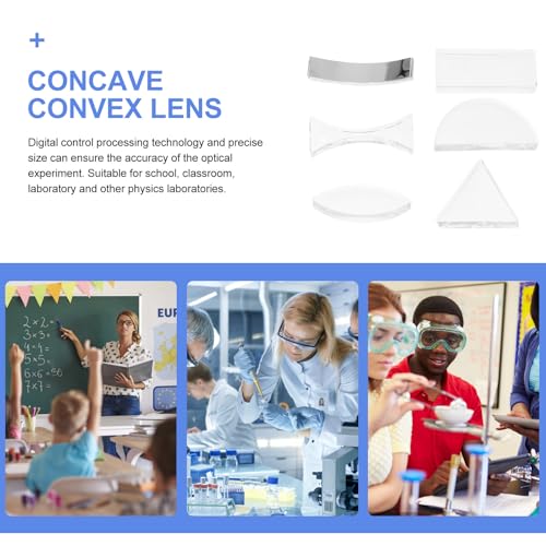 Image of iplusmile 6Pcs Optical Lens Kit for Physics Teaching - Includes Convex and Concave Lenses, Prisms, and Optical Accessories for Education and Experiments