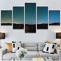 SIGNWIN 5 Panel Canvas Wall Art Aerial Astronomy & Space Expressive Global Moon Multicolor Photography Realism Warm for Home Decorations Ready to Hang - 60