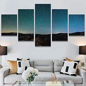 SIGNWIN 5 Panel Canvas Wall Art Aerial Astronomy...