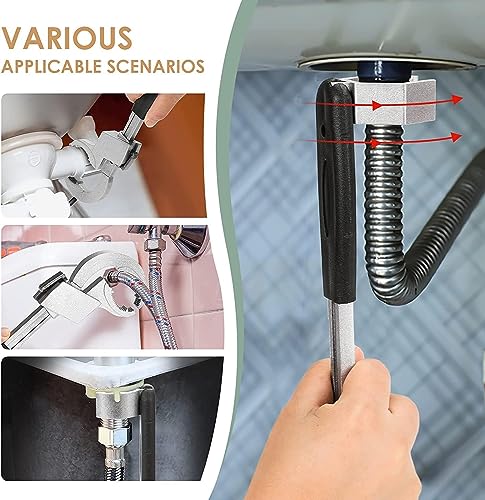 Image of inchVersatile Bathroom Multifunctional Adjustable Wrench | Universal Double Ended Wrench Set with 80mm Large Opening | Perfect for Disassembly & Assembly of Valves, Water Pipes, and Faucets