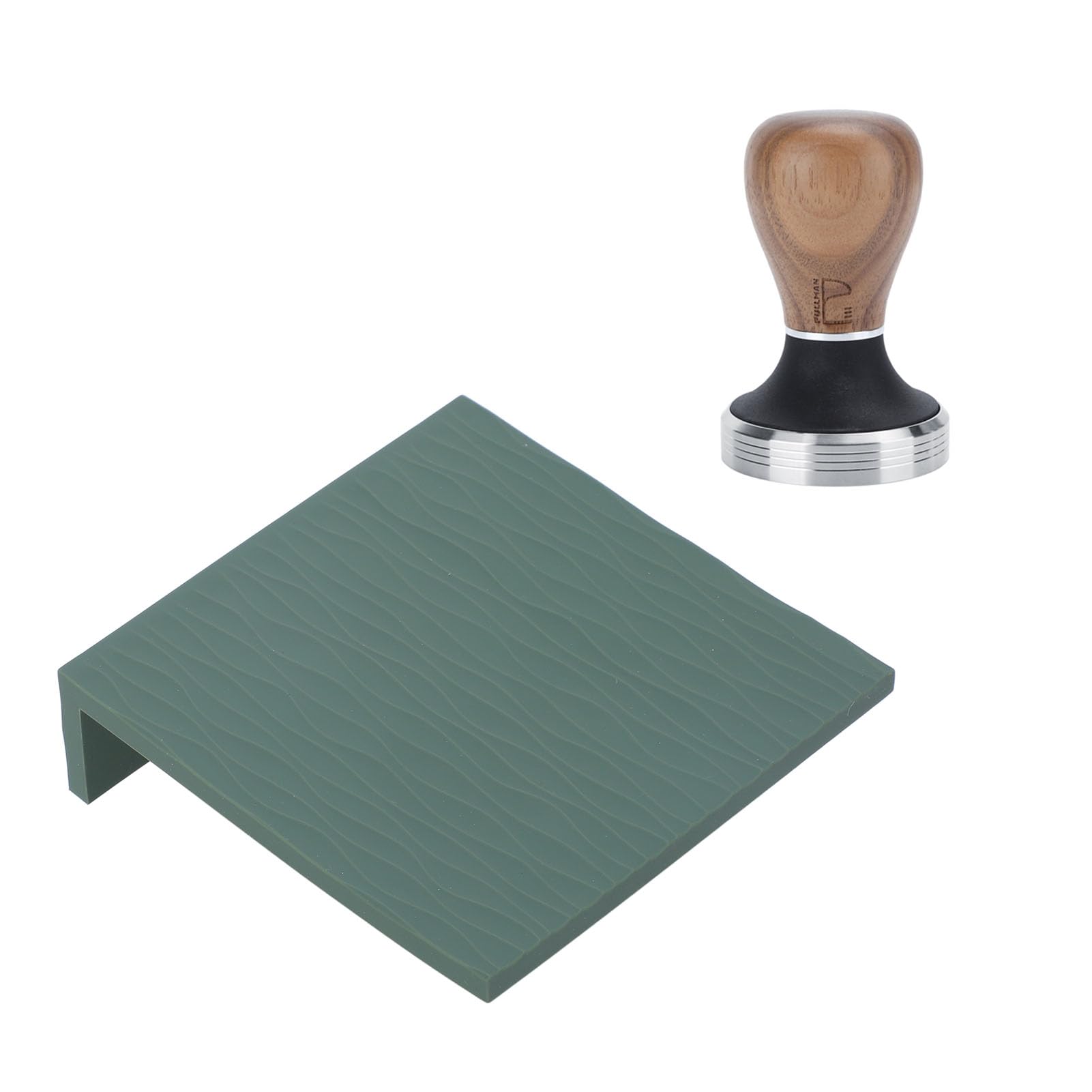 Yosoo Health Gear Tapete de Silicona para Manipulación de café con de Nogal y Acero Inoxidable de 58 Mm, Borde de 90 Grados, Protección de Superficie, para Apisonar café Expreso en la Cocina del
