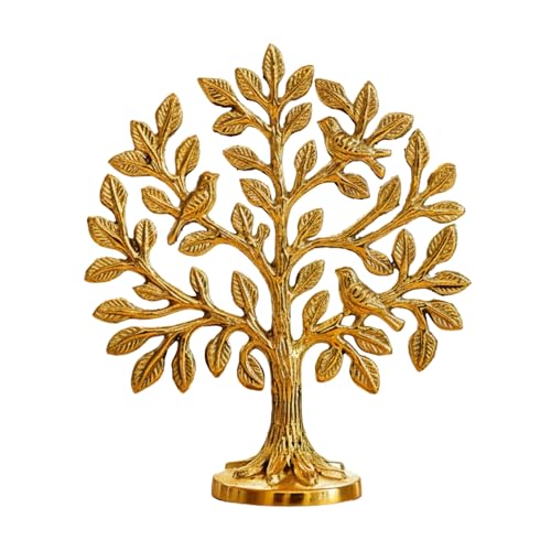 Image of eCraftIndia Pure Brass Kalpvriksh Tree with Birds | Kalpavriksha Tree of Life Showpiece for Home Decor Puja Temple Ornament | Vastu Feng Shui Items for Good Luck Gift for Housewarming Birthday