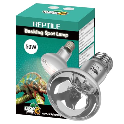 LUCKY HERP Heat Lamp Bulbs UVA Intense Basking Spot Light Reptile Heat Lamp(Clear) 50W Simulated Natural Sunlight Heat Lamp Bulbs for Reptile Bearded Dragon Amphibian Turtle Snake Lizard