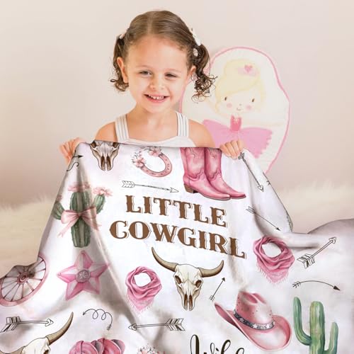 Image of Pink Western Blanket, Western Decor for Nursery Room, Baby Blankets for Girls, Cowgirl Baby Blankets, Cowboy Baby Stuff, Soft Warm Lightweight Nursery Bed Blanket for Newborn Toddlers Daughter