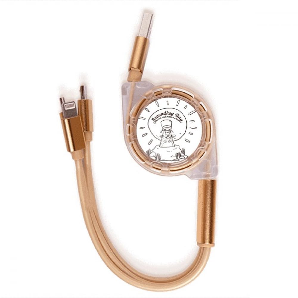Groundhog Day USA America Canada Festival Charging Cable Retractable Multi USB 3 in 1