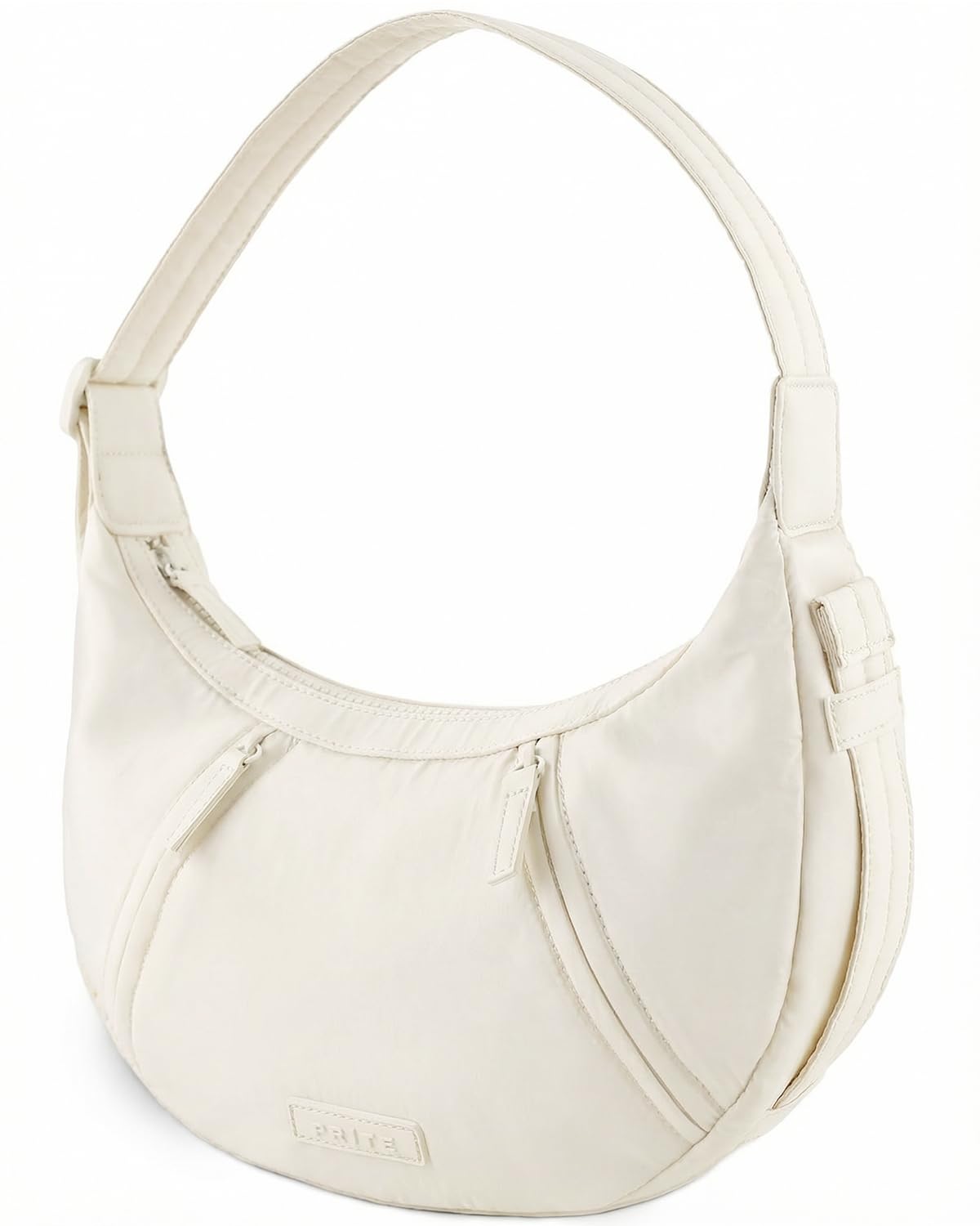 Prite Halbmond- und Halbmond-Tasche für Damen, wasserdicht, Nylon, Crossbody-Tasche mit mehreren Taschen, leichte Alltags-Geldbörse (Beige)