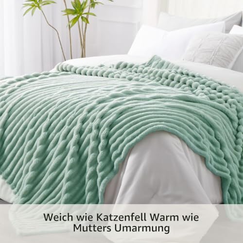 RUIKASI Kuscheldecke Flauschig Decke Salbeigrün - 230x270cm Riesig Fleecedecke Sofadecke Couchdecke für Wohnzimmer Deko Blanket… – Ansicht 4