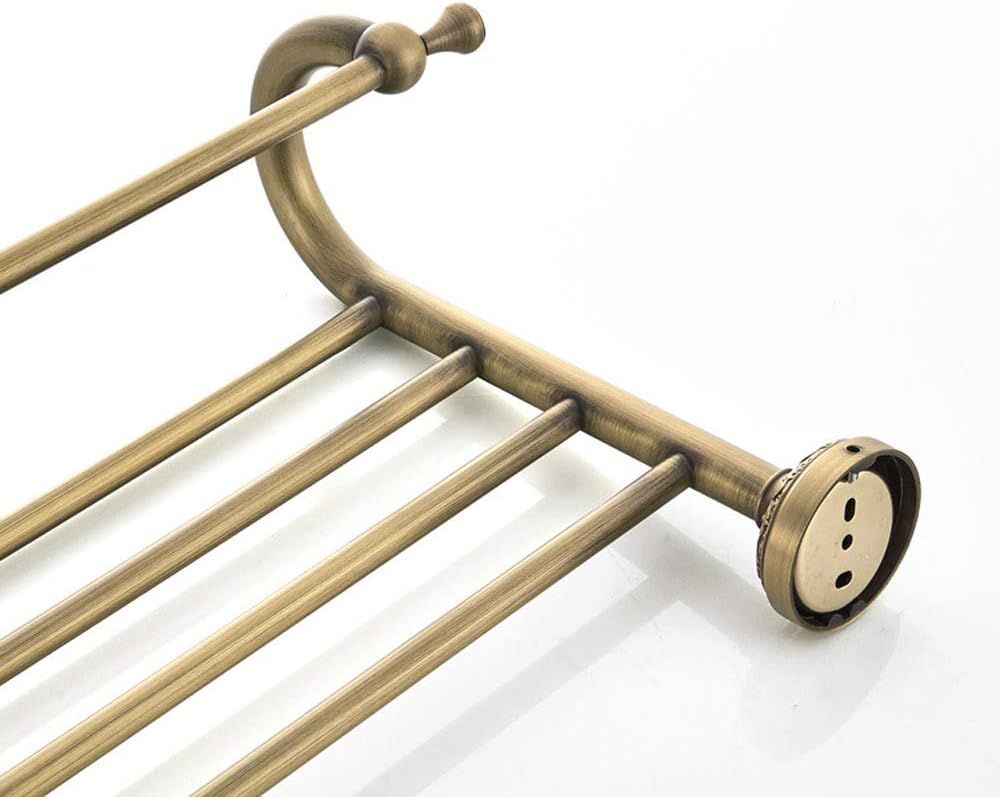 HHKQ Toallero de Baño de Latón Envejecido, 60cm Soporte Toalla para Montar en la Pared Impermeable Estilo Europeo Retro Estante de Toallas para Cocina