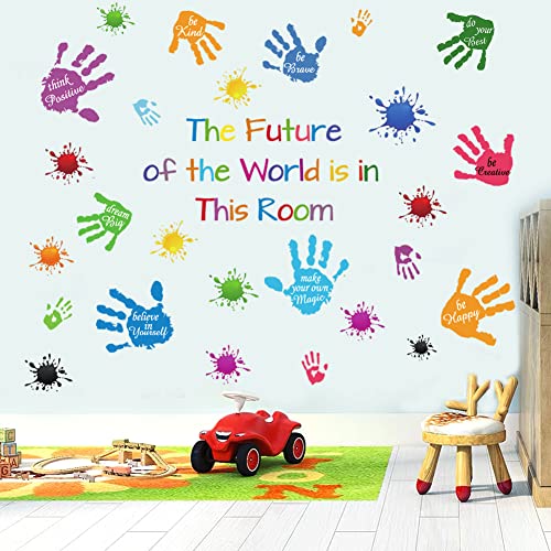 Colorful Inspirational Quotes Wall Stickers Vinyl Paint Splatter Handprint Wall Decals Motivational Lettering Positive Saying Wall Art Sticker For Kids Bedroom Playroom Classroom Nursery Room Decor. #TOP4