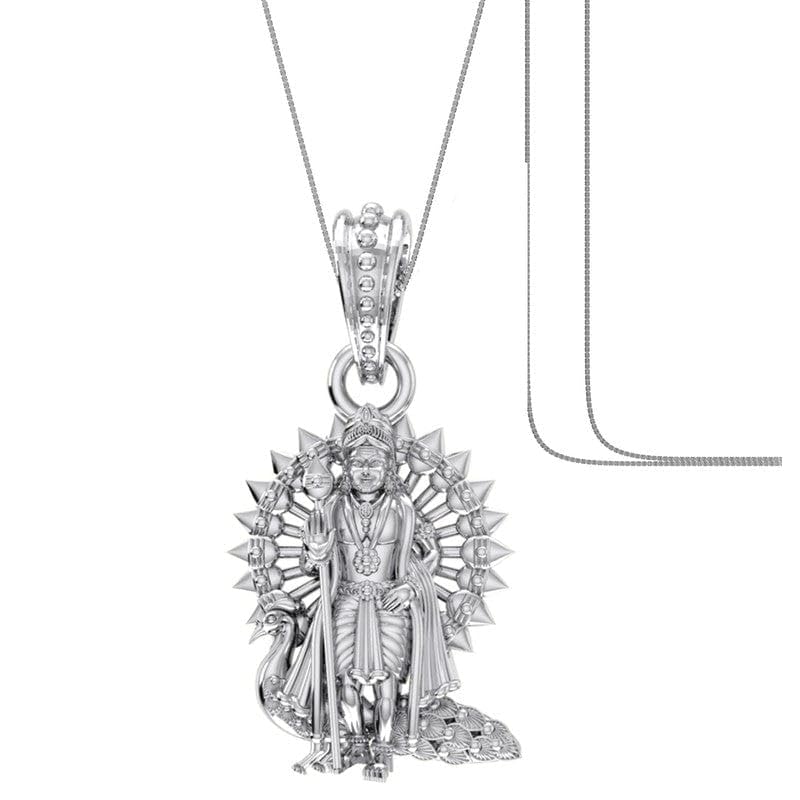 Pendentif argent 925 Lord Kartikeya avec sa chaîne vénitienne pour attirer santé et richesse