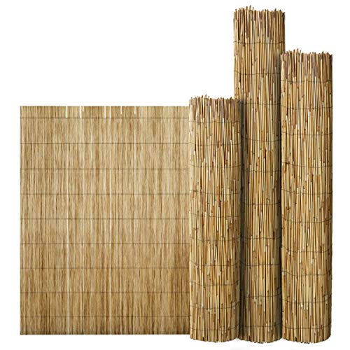 FlickBuyz Bamboo Natural Garden Peeled Reed Fence Screening Roll Privacy Border Wooden Wind/Sun Protection (1M x 4M)
