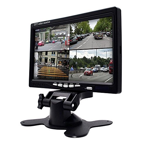 7 Inch Hd 4 Split Quad Video Displays Backup Monitor Kit Lcd Rear View Monitor For Car Backup Camera Kit & Home Surveillance Security System #TOP1