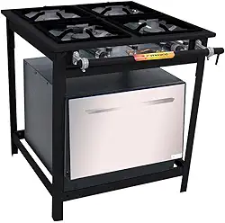 Fogão Industrial a Gás Venâncio VAP4F Vulcão 4 Bocas com Forno Alta Pressão