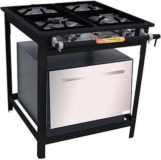 Fogão industrial a gás venâncio vap4f vulcão 4 bocas com forno alta pr