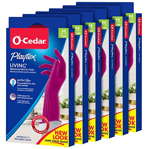 Playtex Living Reuseable Rubber Cleaning Gloves, Premium Protection (Medium, Pack - 6)