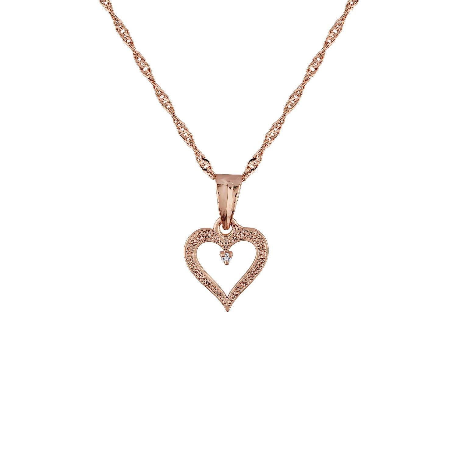 I Jewels Rose Gold Plated Glittering CZ Zircon Heart Chain Pendent Necklace for Women (Style-4) (B09Q5WRZKR) Amazon Price History, Amazon Price Tracker