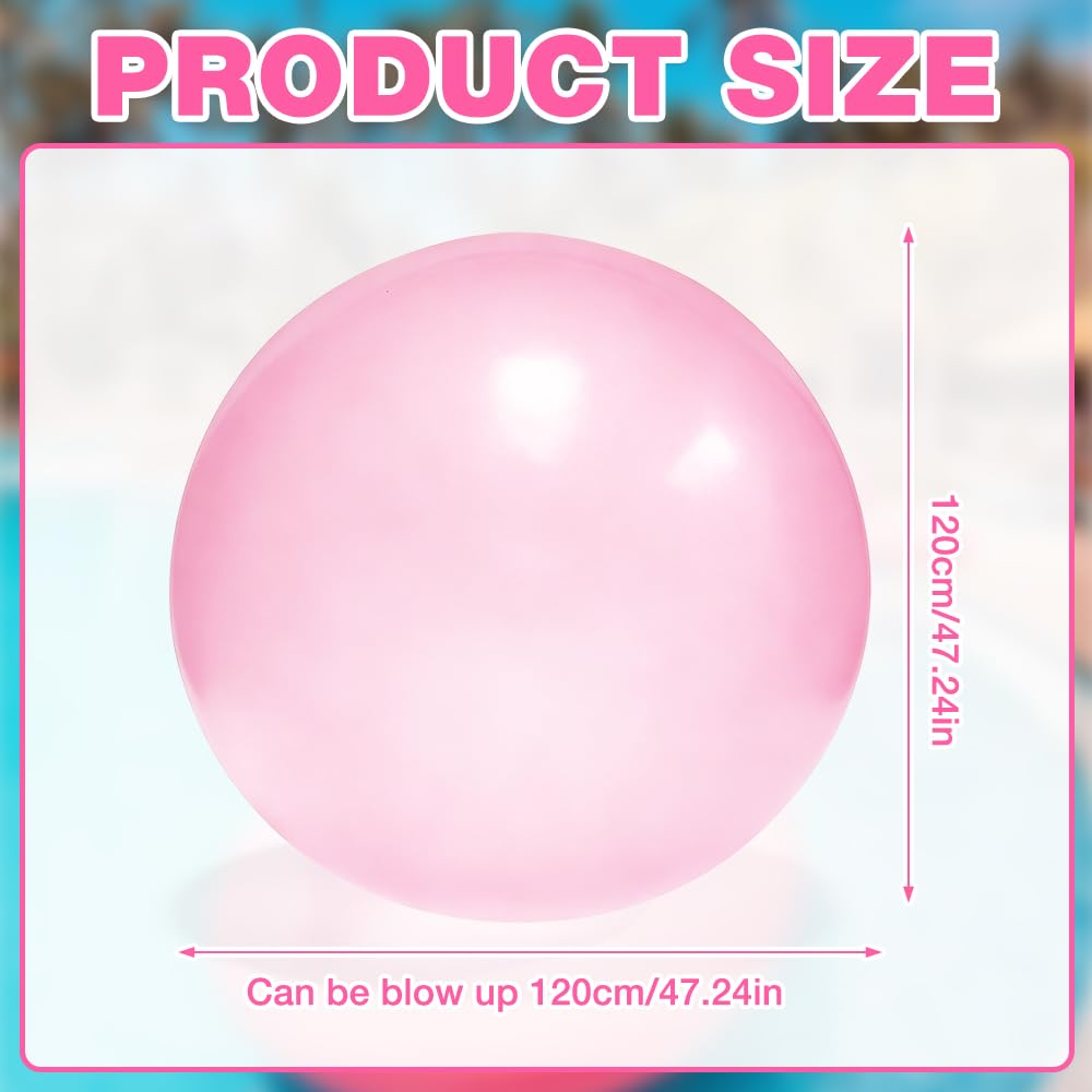 Bubble Ball XXL, HOVCEH 120cm Pelota Wubble Bubble Ball, TPR Transparente Reusable Pelota Hinchable Gigante para Playa, Jardín (Rosa)