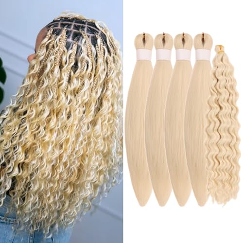 Blonde Braiding Hair Pre Stretched Hypoallergenic Boho Hair for Braiding