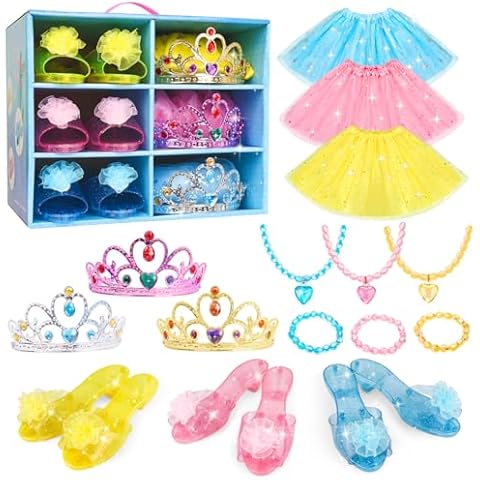 Meland Princess Dress Up for Girls - Dress Up Clothes for Girls with Princess Shoes, Princess Toys for Girls 3,4,5,6 Year Old Cover