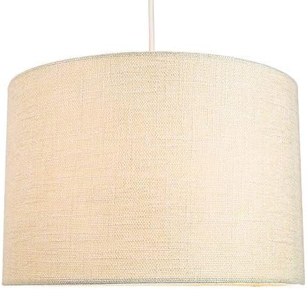 Contemporary and Sleek 12 Inch Cream Linen Fabric Drum Lamp Shade 60w Maximum | 30cm Diameter | for Table Lamp or Pendant by Happy Homewares
