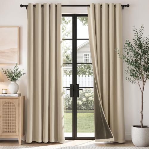 Image of TOPICK Super Soft Total Blackout Curtains for Living Room, W66xL72, Beige